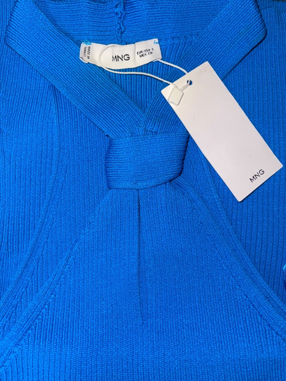 Mango Turquoise Ribbed High Neck - Picture 2 of 2